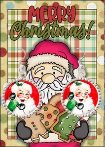 New Christmas Santa Dangle Earrings Vintage Style 1950s Card Santa Earrings - Picture 1 of 2