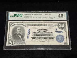 1902 PB The Empire National Bank of CLARKSBURG WEST VIRGINIA Charter 7029 PMG 45 - Picture 1 of 2