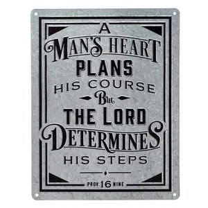 Christian at Gifts Wall Art Home Décor A Man’s Heart – Proverbs 16:9 Bible - Picture 1 of 2