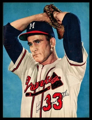 Foto de página de revista firmada autografiada por Lew Burdette 8x11 Milwaukee Braves Foto 1 de 2