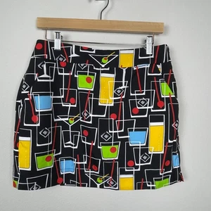 Loudmouth Skort Women’s Sz 8 Black Martini Cocktail Print Golf Tennis Pickleball - Picture 1 of 7