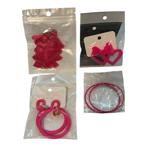 Lot Of 4 Pair Hot Pink 80’s Large Earrings New - Picture 1 of 5
