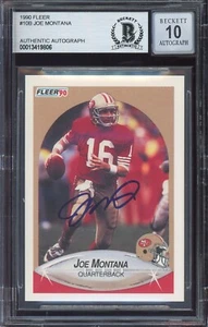 Joe Montana Fleer COR 1990 firmado automático #10B BAS 10 - Imagen 1 de 2