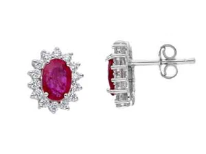 Orecchini kate argento 925 con zirconi e rubino donna - Foto 1 di 1