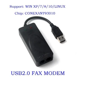 Dual RJ11 Ports USB 56K External Dial Up Voice Fax Data Modem for Windows 7 8 - Picture 1 of 11