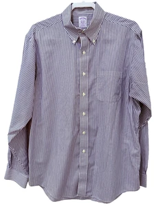 Brooks Brothers klassisches blau gestreiftes Original Poloshirt Herren L 16-38 - Bild 1 von 10