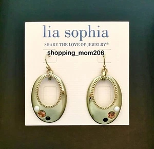 Lia Sophia "Jupiter” Gold Tone w/Cut Crystals & Resin Drop Earrings - Picture 1 of 3