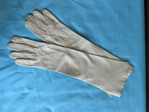 Vintage Gloves Elbow 15” Kidskin Leather Off White 6 1/2 France - Picture 1 of 6