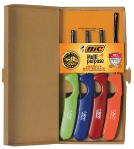 BIC 4 Piece Multi Purpose Classic Lighter Set Long Wand Child Resistant Safe - Picture 1 of 8