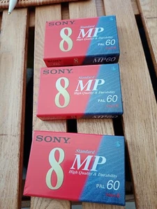 Lot 3 K7 SONY Vidéo 8 MP PAL 60 Cassette neuve scellée, new scelled - Photo 1/2