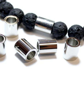 Edelstahlperle Großlochperle 7x9 mm Zylinder Großloch, 1 Stück Bacatus *Top* - Bild 1 von 1