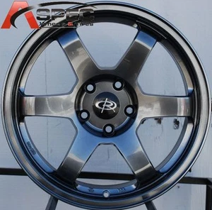 17X8 +44 ROTA GRID 5X114.3 HYPER BLACK RIM Fits Optima Soul Camry Sienna Prelude - Picture 1 of 2
