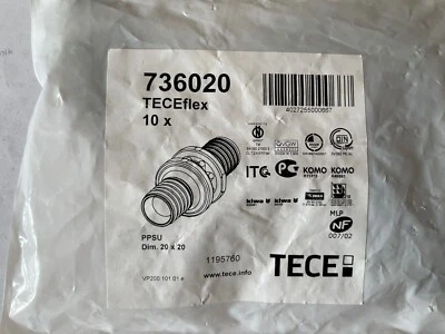 10 TECEflex 736020 Kupplung 20x20 Fitting TECE Rohrverbinder PPSU neue Bauart 20 - Bild 1 von 4