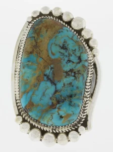 8 - Candelaria Turquoise Adjustable Ring By Navajo Artist Ray Nez - Picture 1 of 4