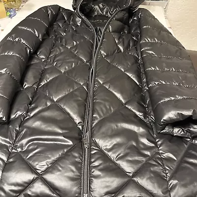 Andrew Marc Full Zip Hooded Quilted Premium Down Jacket Size Large Black - Image 1 of 4