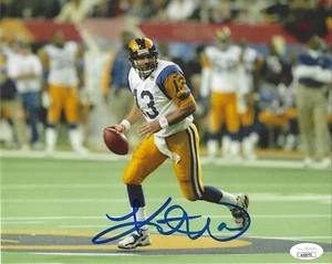 KURT WARNER SIGNED ST. LOUIS RAMS 8X10 PHOTO SUPER BOWL XXXIV HOF JSA - Picture 1 of 2