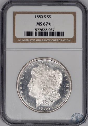 1880-S Morgan Silver Dollar $1 NGC MS67 * STAR - DMPL Obverse Cover