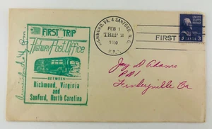 Vtg 1950 Highway Post Office HPO First Trip Richmond-Sanford Postal Cover - Picture 1 of 5