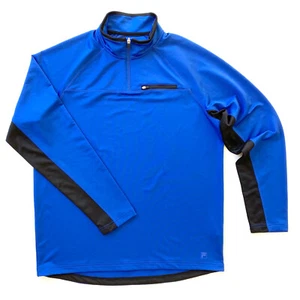 FILA Mens 1/4 Zip Polo Shirt Size L Long Sleeve Athletic Running Tennis Blue - Picture 1 of 7