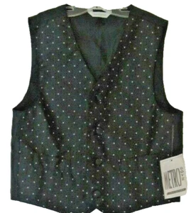 METRO Collection~Formal~Boys~4 Button Vest~Size 5~Black Gray Dots~Polyester~NEW - Picture 1 of 4