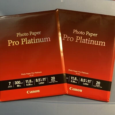 2 упаковки Canon фотобумага Pro платина 8,5 x 11 глянцевый белый 2768B022 40 - Изображение 1 из 3