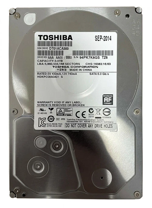 DT01ACA300 HDKPC08A0A0 Hard Drive 2Tb 3.5 SATAIII - Image 1 of 1