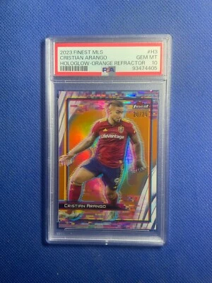 Cristian Arango 2023  Finest MLS HoloGlow Orange Refactor #20/25 Psa 10 ( POP 1) - Image 1 of 2