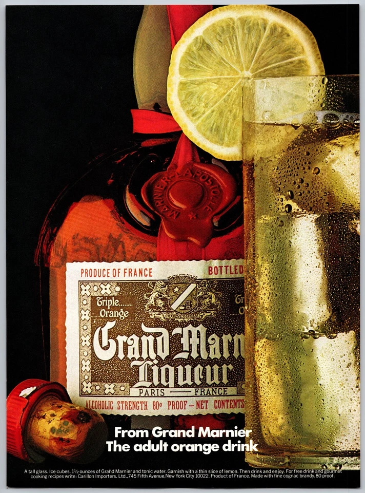 Anuncio impreso vintage de bebida naranja para adultos licor Grand Mariner | abril 1972 Foto 1 de 1