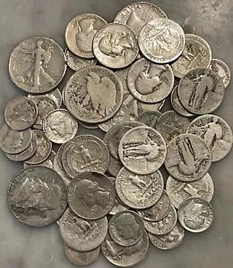 $10 Face 90% Silver CULL Lot Mercury, Walking Liberty, Franklin & More - Mixed - Picture 1 of 12