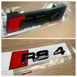OEM Style Gloss Black RS4 Rear + Front Mesh Grille Emblem Badge for Audi RS 4 - Picture 1 of 12