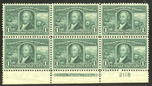 U.S. #323 CHOICE Mint NH Plate Block - 1904 1c Louisiana - Picture 1 of 1