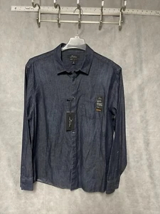 NWT Marc Anthony Shirt Men XL Blue Slim Fit Chambray Luxury Soft Denim Button Up - Picture 1 of 12