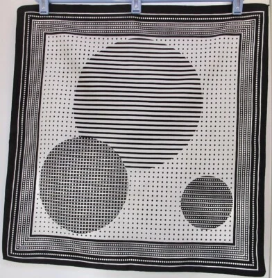 Black White Polka Dot Scarf Made In Italy Rn 16304 Abstract 100% Polyester 20"Sq - Image 1 of 4