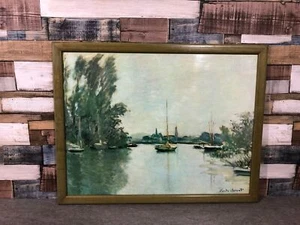 Großer Claude Monet Druck von "La Garenne Bezons" mit Signatur im olivfarbenen Rahmen - Bild 1 von 7