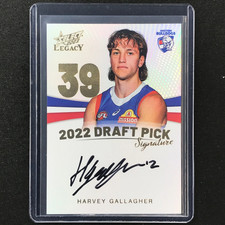 2023 Legacy AFL HARVEY GALLAGHER 2022 Draft Pick Signature Auto Gold 29/90