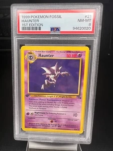 Pokemon Haunter #21 21/62 PSA 8 NM-MT 1ST EDITION Non-Holo Card 1999 Fossil Slab - Picture 1 of 5