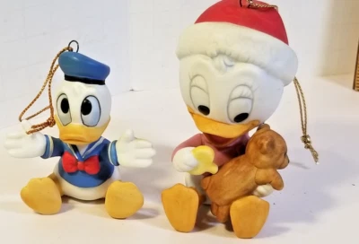 Vintage Donald And Daisy Duck Disney Christmas Ornaments 1984 - Image 1 of 4