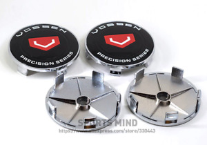 4x68mm Vossen Wheel Caps Hubcaps Rim Caps Badges Emblems Black Chrome