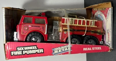Remco 1986 Heavy Metal Real Steel Die Cast Six Wheel Fire Pumper Truck #0982 NIB - Image 1 of 4