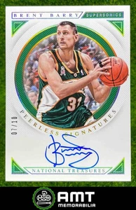 2018-19 Panini National Treasures PS-BBY Brent Barry Peerless Auto Gold 7/10 - Picture 1 of 3