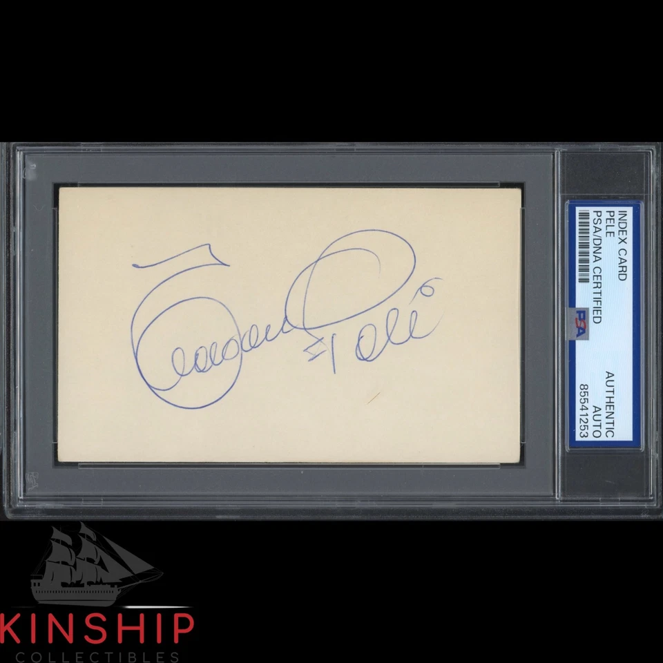 Pele signed 3x5 Index Card PSA DNA Slab Vintage Soccer Full Name Auto C5417 - Image 1 of 1