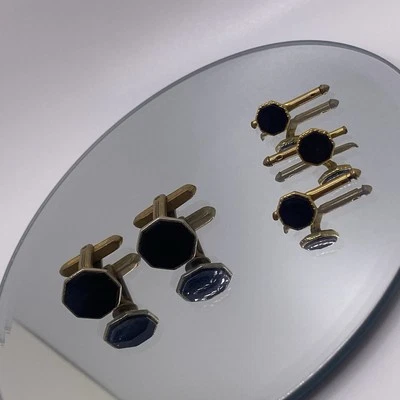 Juego de tres pernos retro de plástico negro octágono de latón con respaldo de bala Foto 1 de 4