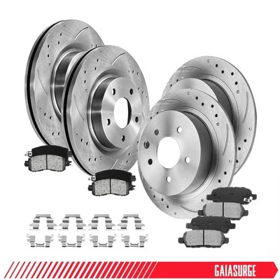 Front & Rear Drilled Slotted Rotors + Pads for 2013-2019 2020-2023 Nissan Altima - Изображение 1 из 4