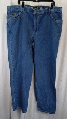 Pantalones de mezclilla Duck Head azules para hombre 44x32 (41x32 real) calce holgado tiro alto cónico Foto 1 de 4