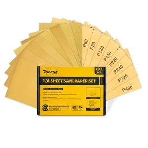 1/4 Sandpaper 60PCS, Easily Perforated, 60/80/120/150/220/240/320/400 Grit Pr... - Picture 1 of 7