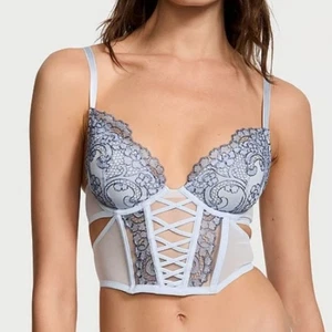Victoria's Secret Dream Angels Boho Blumenstickerei Halb Korsett Top M-DD blau - Bild 1 von 7