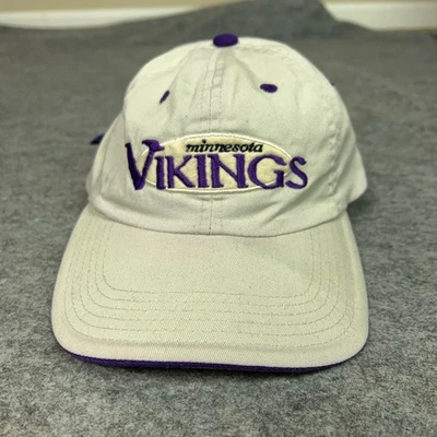 Minnesota Vikings Hat Cap Strap Back White Purple NFL Football Mens One Size - Image 1 of 4