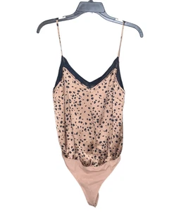 Nuevo Body Abercrombie & Fitch M Tostado Negro Encaje Ribete Satinado Leopardo Body - Imagen 1 de 5