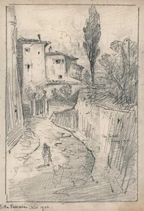Pencil Drawing - Victor Charles Ames (1859-1934) - Villa Senati Florence 1902 - Picture 1 of 4