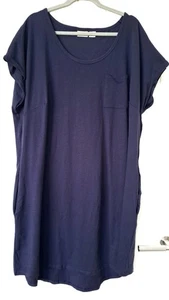 LADIES BLUE PULLOVER CASUAL TUNIC DRESS SIDE POCKETS SIZE 22/24 BY ZIM & ZOE - Picture 1 of 3